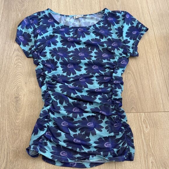 Free People Purple Floral Short Sleeve Tee - Picture 2 of 5